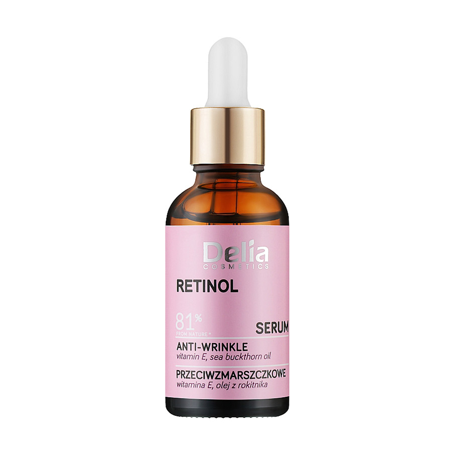 Сироватка для обличчя, шиї та зони декольте від зморщок Delia Cosmetics Retinol Serum з ретинолом, 30 мл